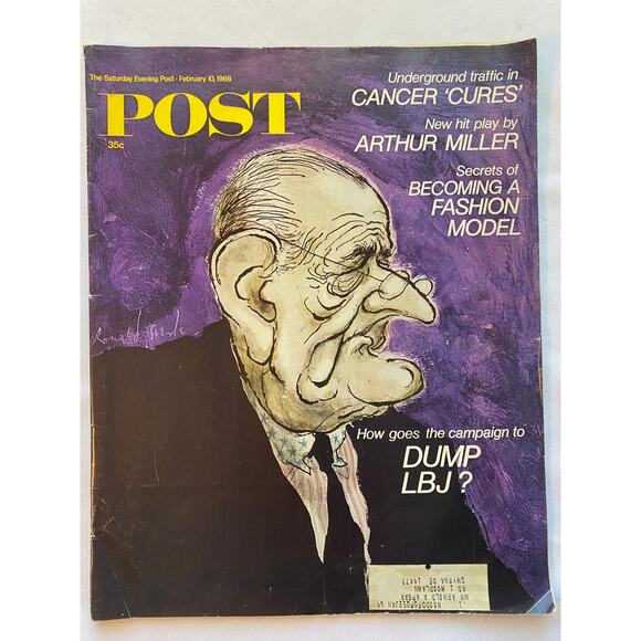 Vtg. Saturday Evening POST Feb 10, 1968, LBJ, Cancer "cures", Arthur Miller - Picture 1 of 11